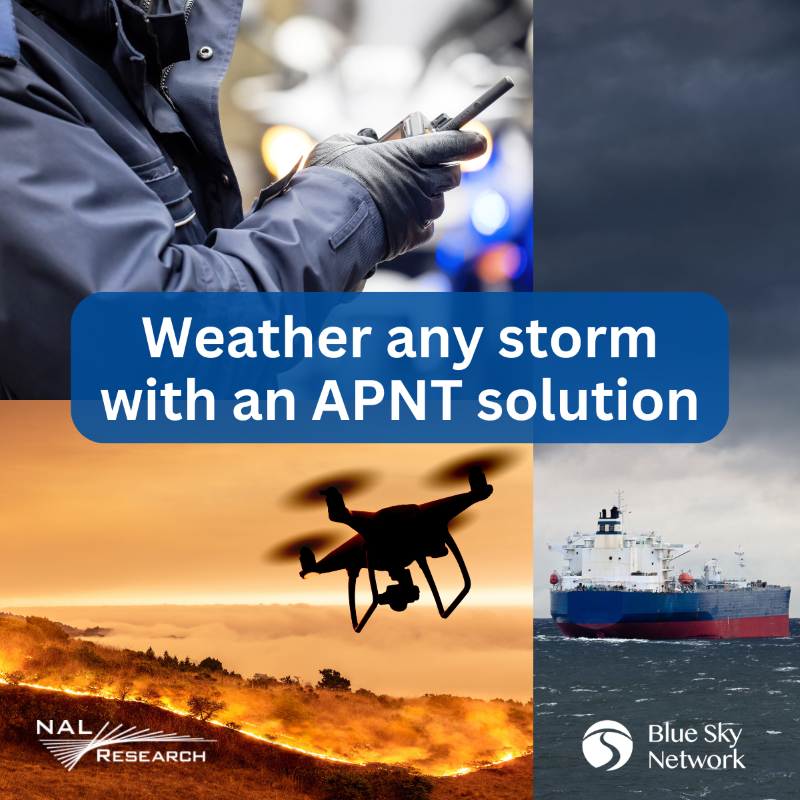 Man with handheld device; drone over forest fire; boat on water with stormy skies